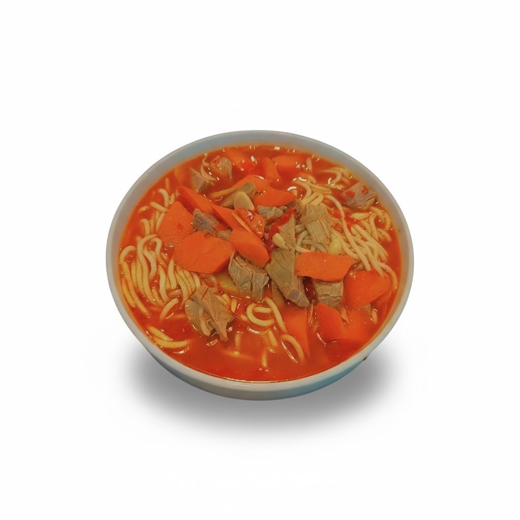 نودلز لحم مع شوربة جزر